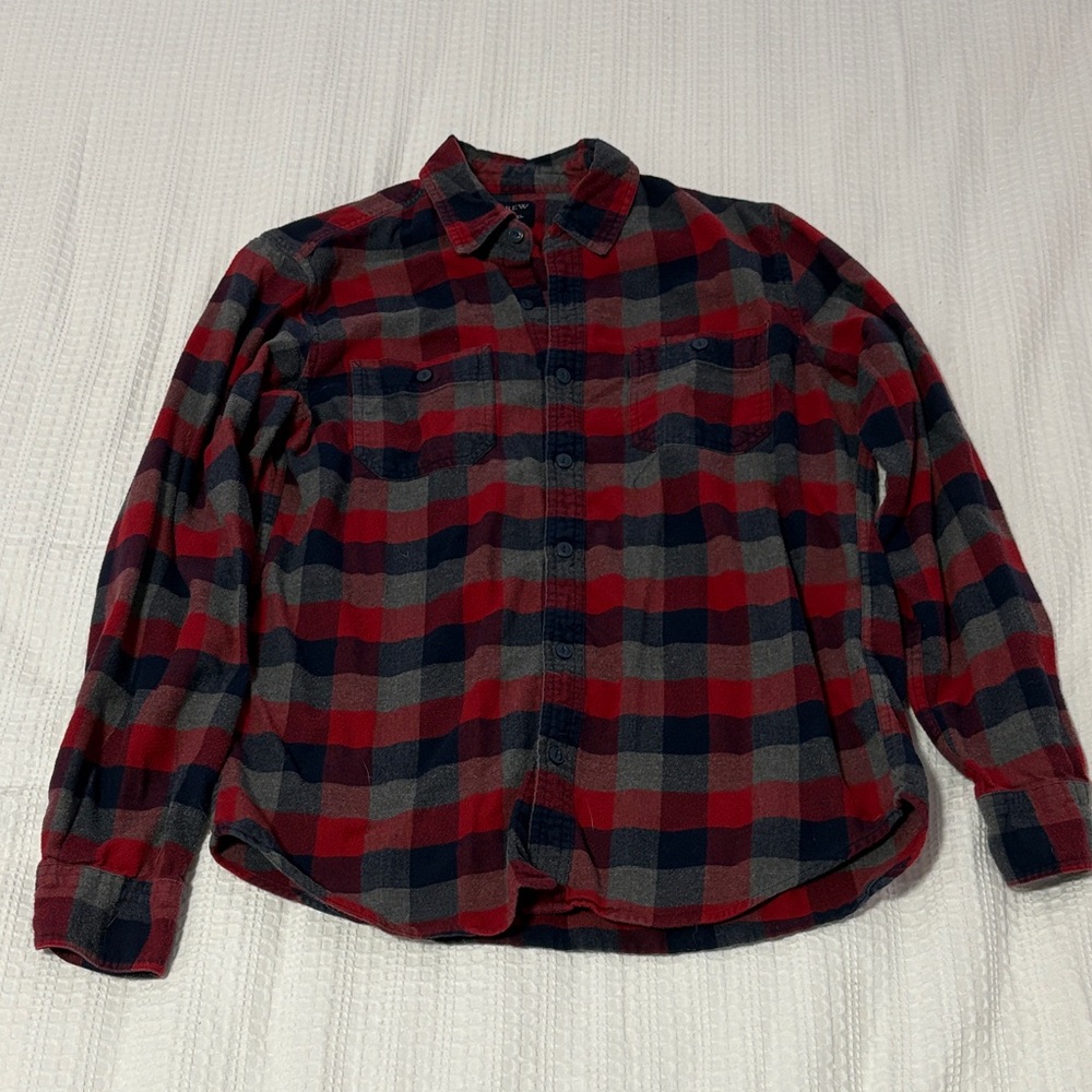J. Crew Red/Blue/Grey Flannel